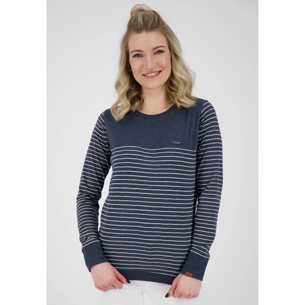 Alife & Kickin Striped Long Sleeve Top Marine Blue Womens XL